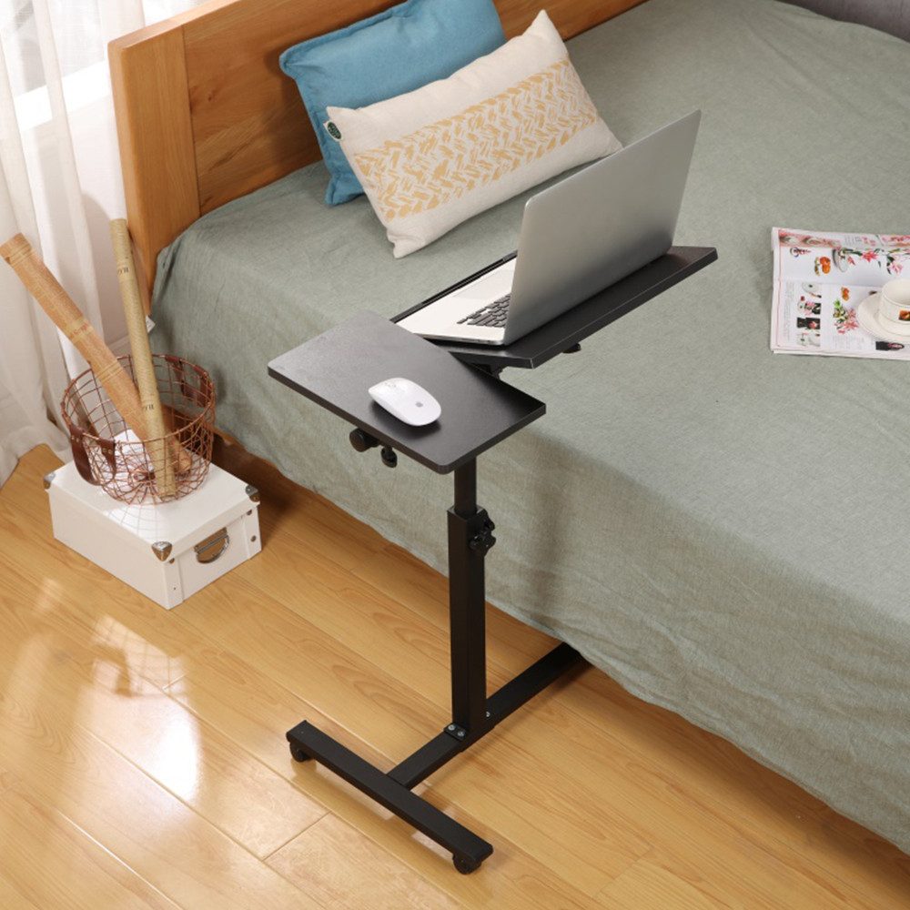JEOBEST Laptoptisch Beistelltisch Mit Rollen, C-förmiger Couchtisch mit Holzplatte, (1-St) Höhenverstellbar 58 - 90 cm, 0-360° Neigbar – Bild 4 von 5