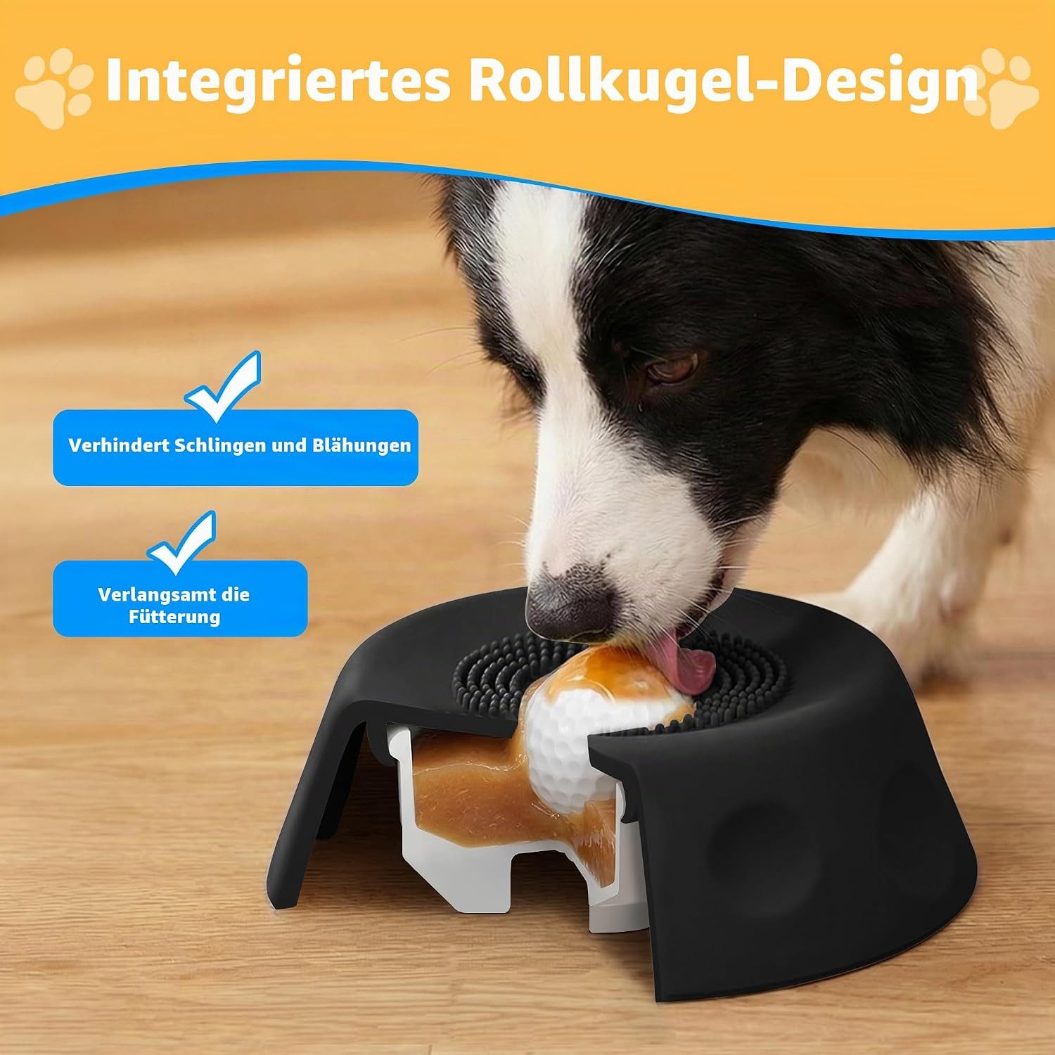 FELIXLEO Antischlingnapf Antischlingnapf Hunde Silikon Leckspielzeug Lick Bowl Schwarz