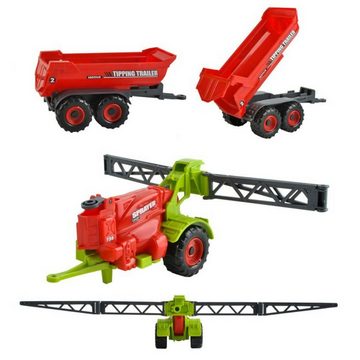 ISO TRADE Spielzeug-Traktor Farm Maschinen, (Set, 6-tlg., Kinder Spielzeug Farmer Set), Trecker Traktor Anhänger Kipper Heupresse 6 teilig