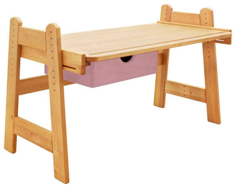 BioKinder - Das gesunde Kinderzimmer Kinderschreibtisch Leon, 120x70 cm, höhenverstellbar von 50-75 cm mit Schublade