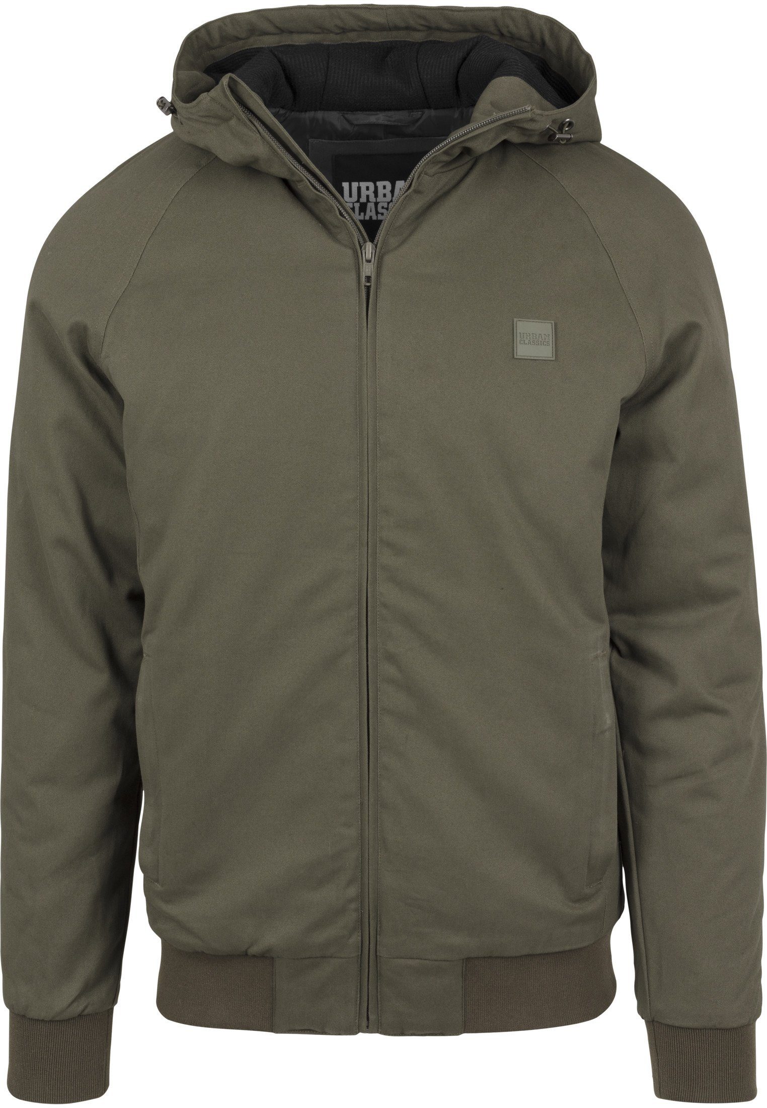 URBAN CLASSICS Winterjacke Herren Hooded Zip Darkolive (1-St) Jacket 20551 Cotton