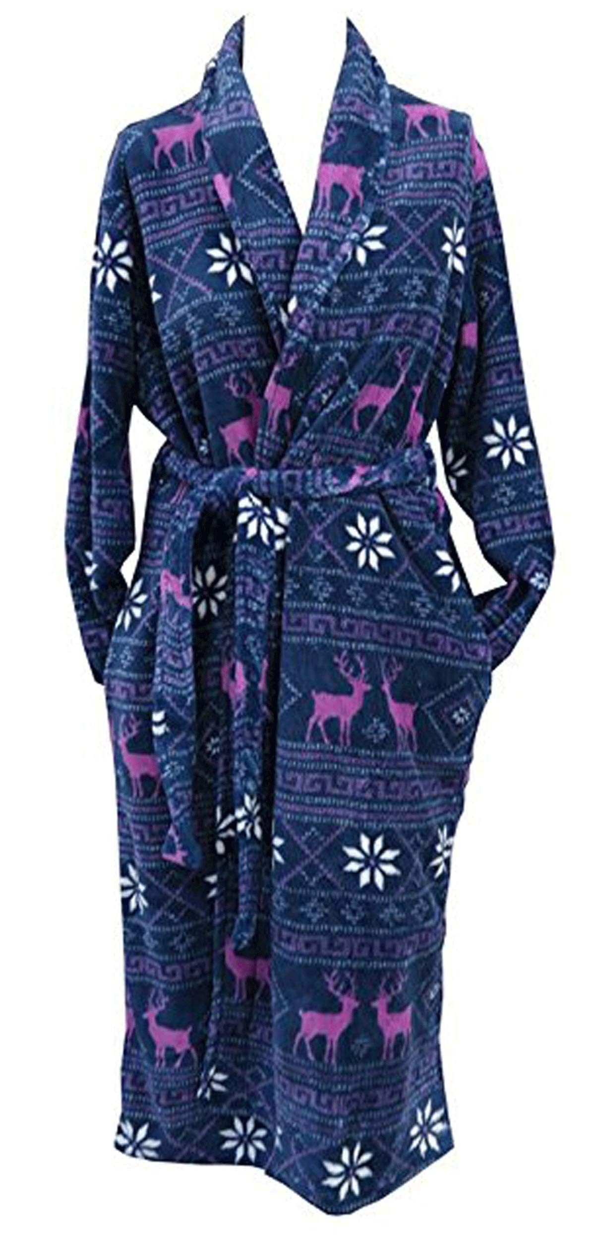 Steinnacher Bärbel Morgenmantel Damen Fleece Bademantel Morgenmantel mit Norwegermuster