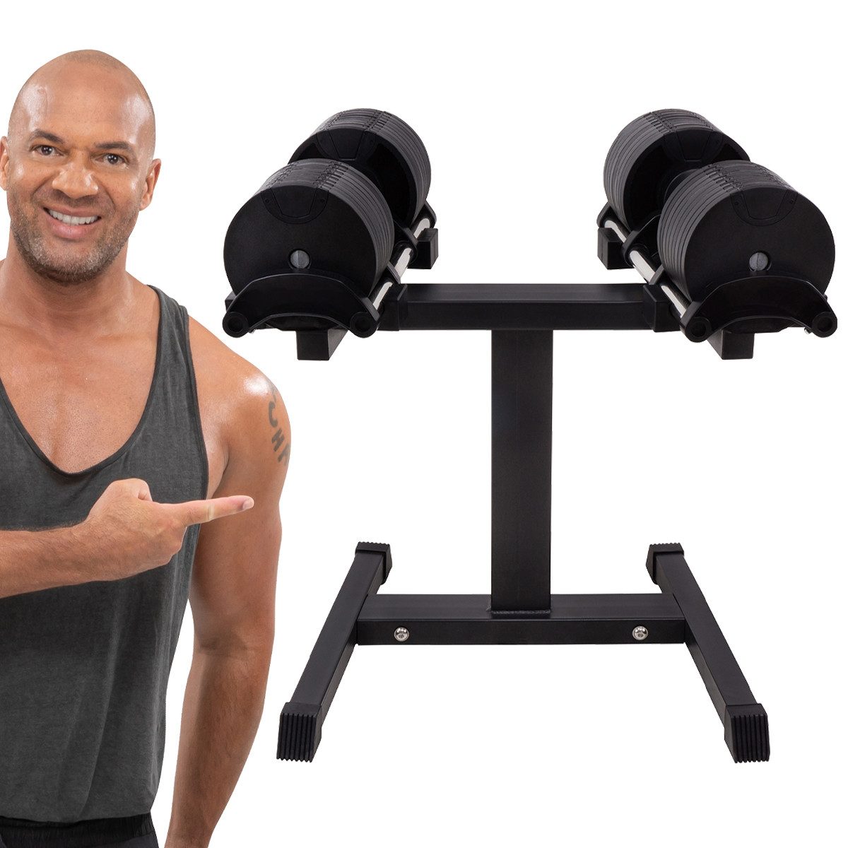 Miweba Sports Kurzhantel Hantelständer für verstellbare Kurzhanteln VH100/VH200, (Stahl, bodenschonende Gümmifüße, Krafttraining), stabile Hantelablage für Hanteln - Hantel Ständer Gestell