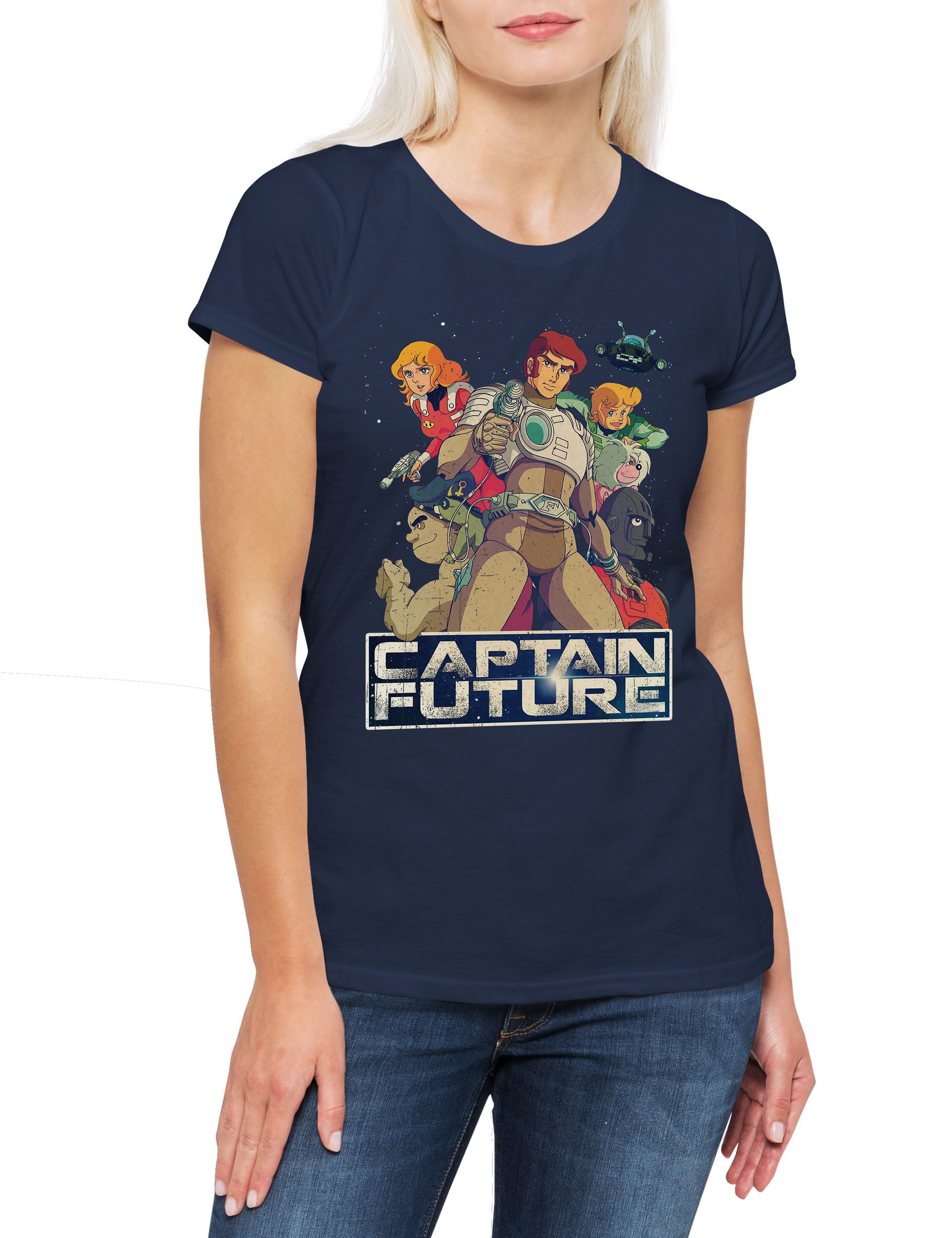 Urban Backwoods Print-Shirt Future Crew Damen T-Shirt TV Anime Manga Captain Eighties Achtziger (1-tlg) Comet Grag Otto Televison