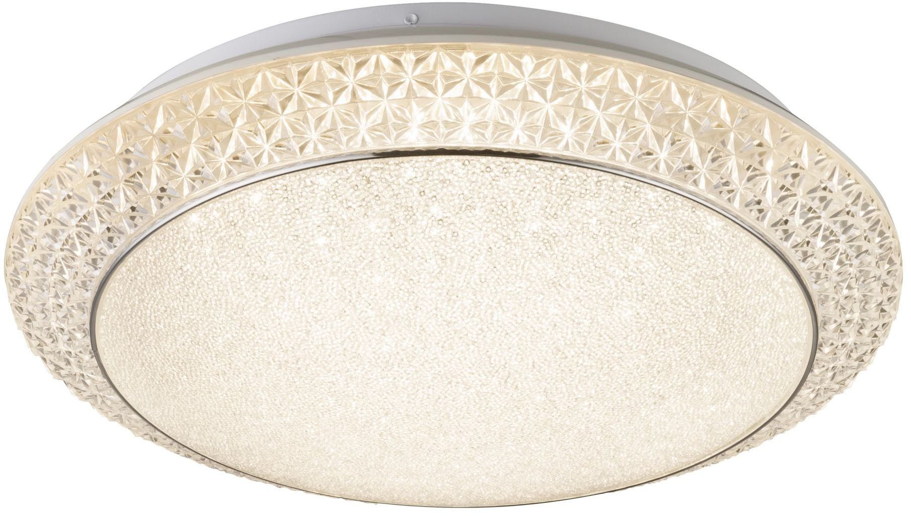 GLOBO LIGHTING LED Deckenleuchte RONJA, Dimmfunktion, Fernbedienung, Infrarot inkl., Memoryfunktion, Nachtlichtfunktion, mehrere Helligkeitsstufen, LED fest integriert, warmweiß - kaltweiß, Deckenlampe, Design Leuchte, Kristalle, Wohnzimmer, Schlafzimmer