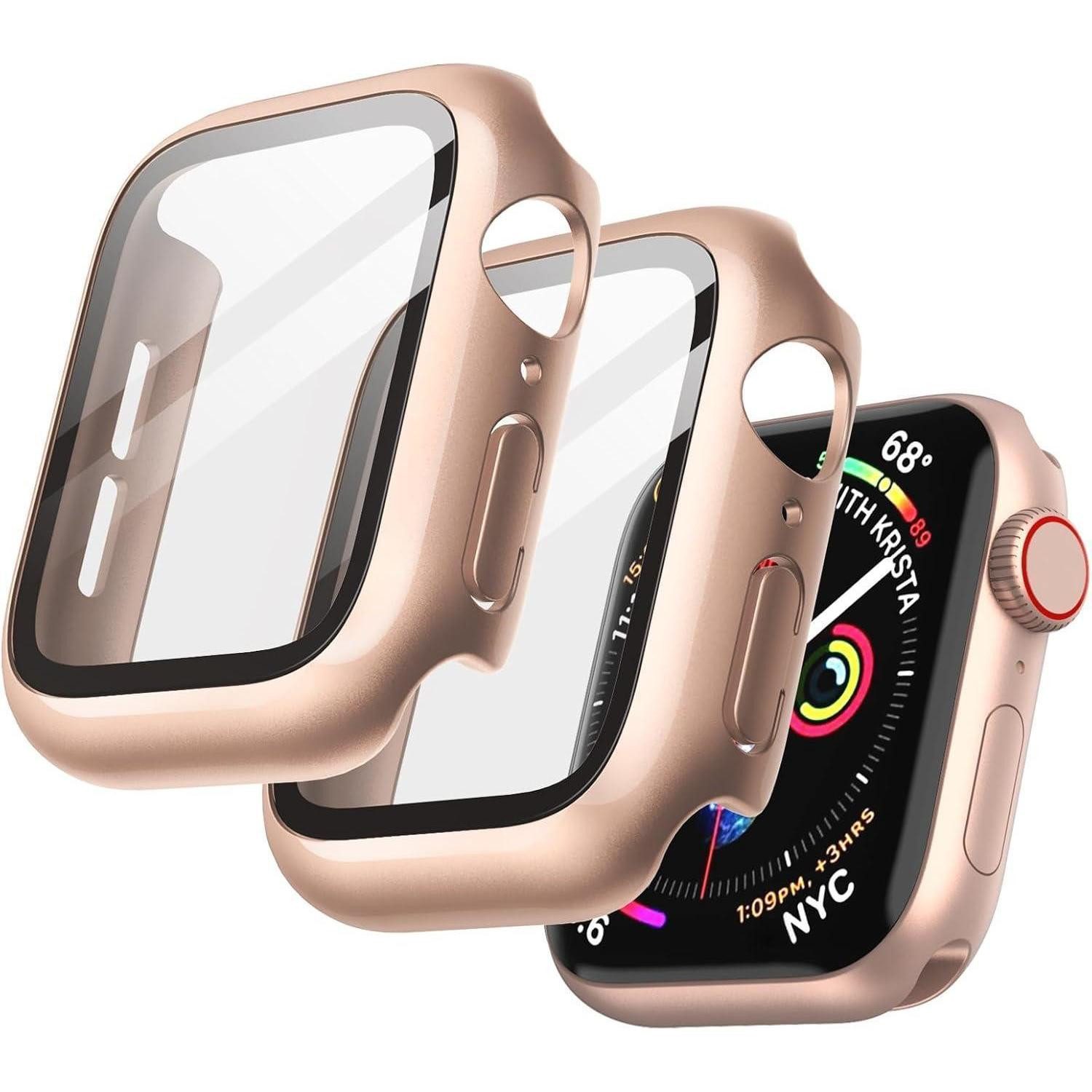 LuxusKollektion Displayschutzglas Displayschutz Hülle Apple Watch SE Series 6 5 4 40mm Gold 2er Pack
