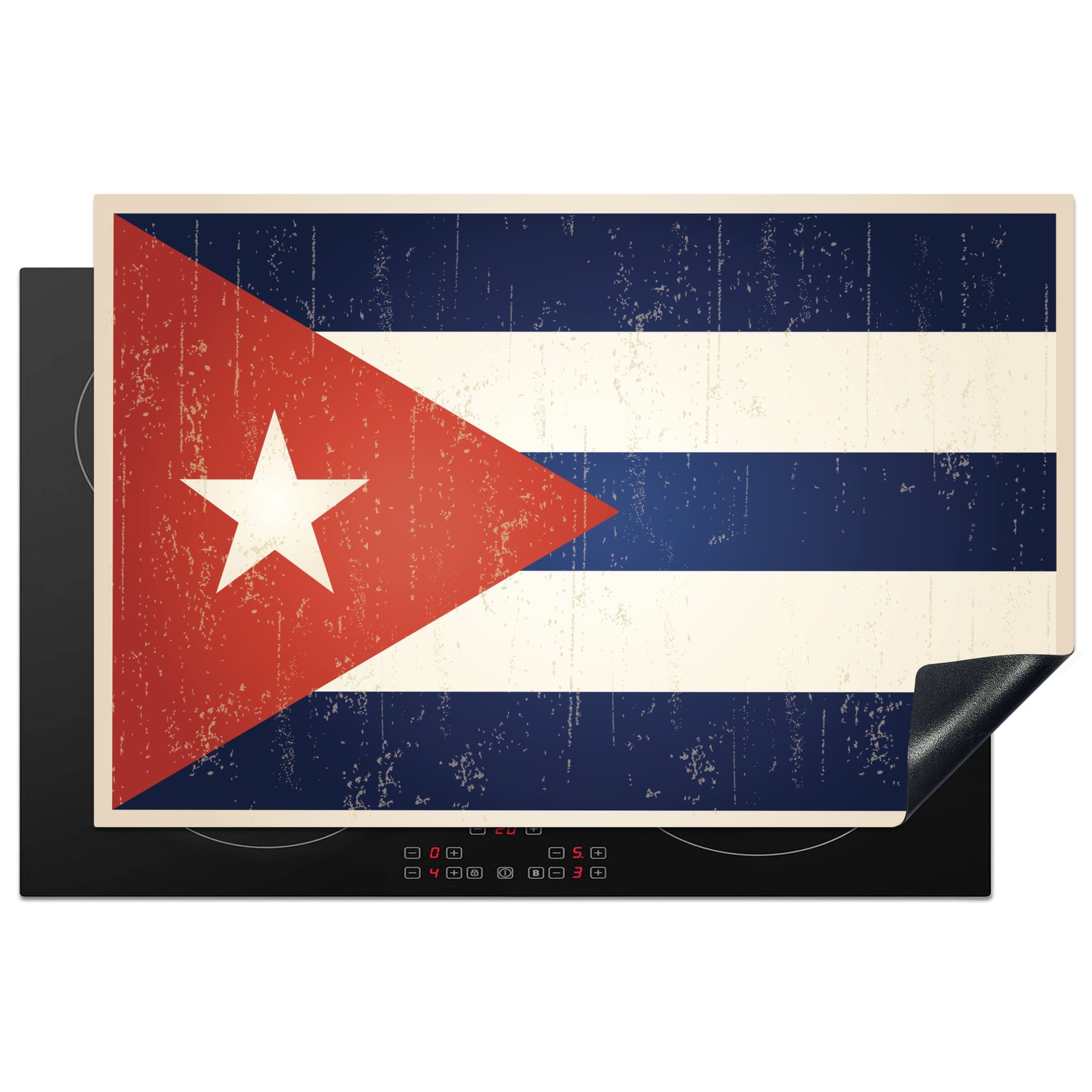 MuchoWow Herdblende-/Abdeckplatte Eine Illustration der kubanischen Flagge, Vinyl, (1 tlg), 81x52 cm, Induktionskochfeld Schutz für die küche, Ceranfeldabdeckung