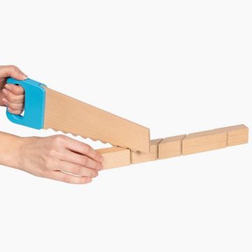 goki Spielwerkzeug Holzbausteine mit Klettverbindungen und Säge, (packung, 11-tlg), fördert die Motorik und handwerkliche Geschick
