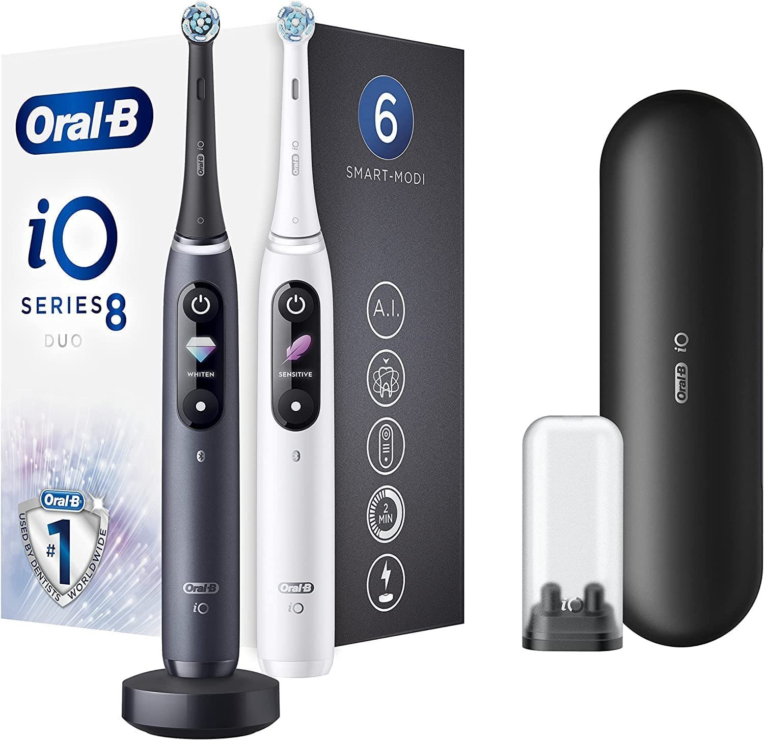 Oral-B Elektrische Zahnbürste iO Series 8 Duo Black Onyx & White Alabaster Ma­gne­ti­sche