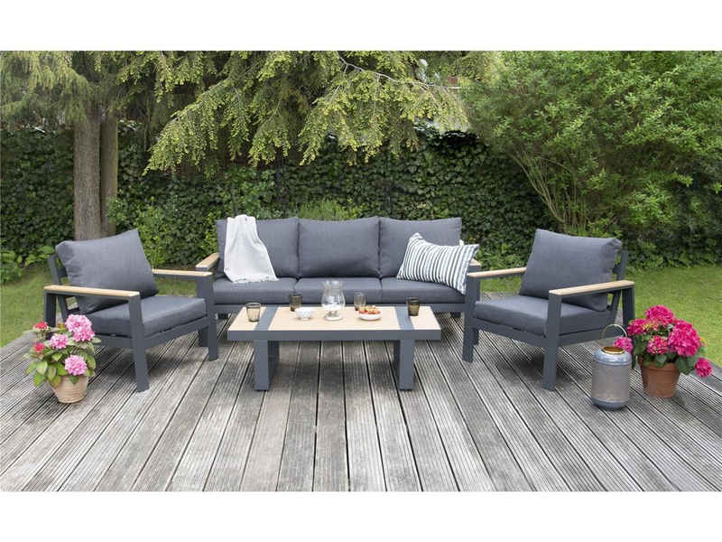 bellavista - Home&Garden® Gartenlounge-Set Aluminium Loungeset Arona, (Set, 4-tlg), Tischplatte aus WPC, für bis zu 5 Personen geeignet