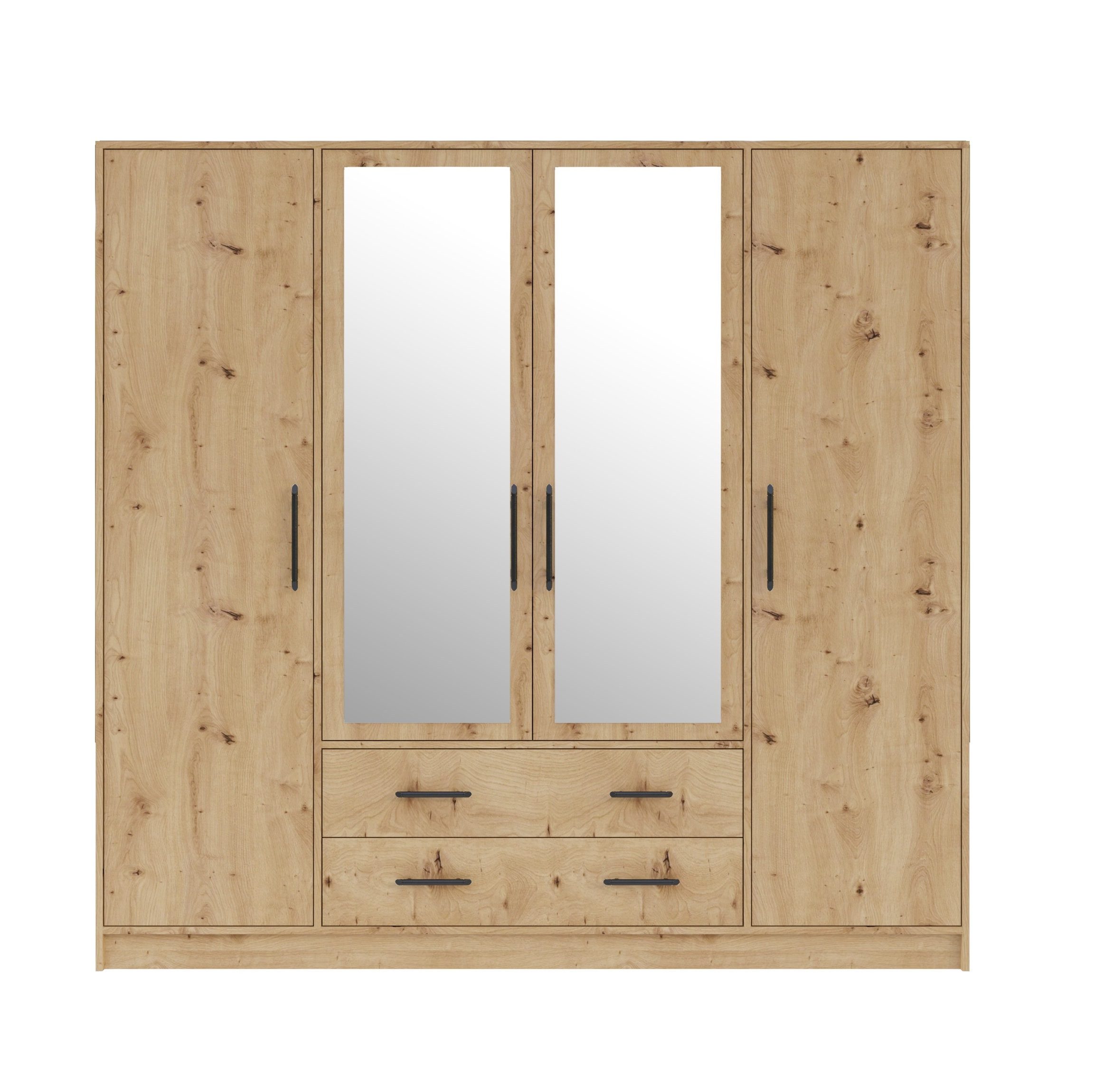 Garderobenschrank SMART 1+Spiegel viertüriger Mehrzweckschrank großer Kleiderschrank