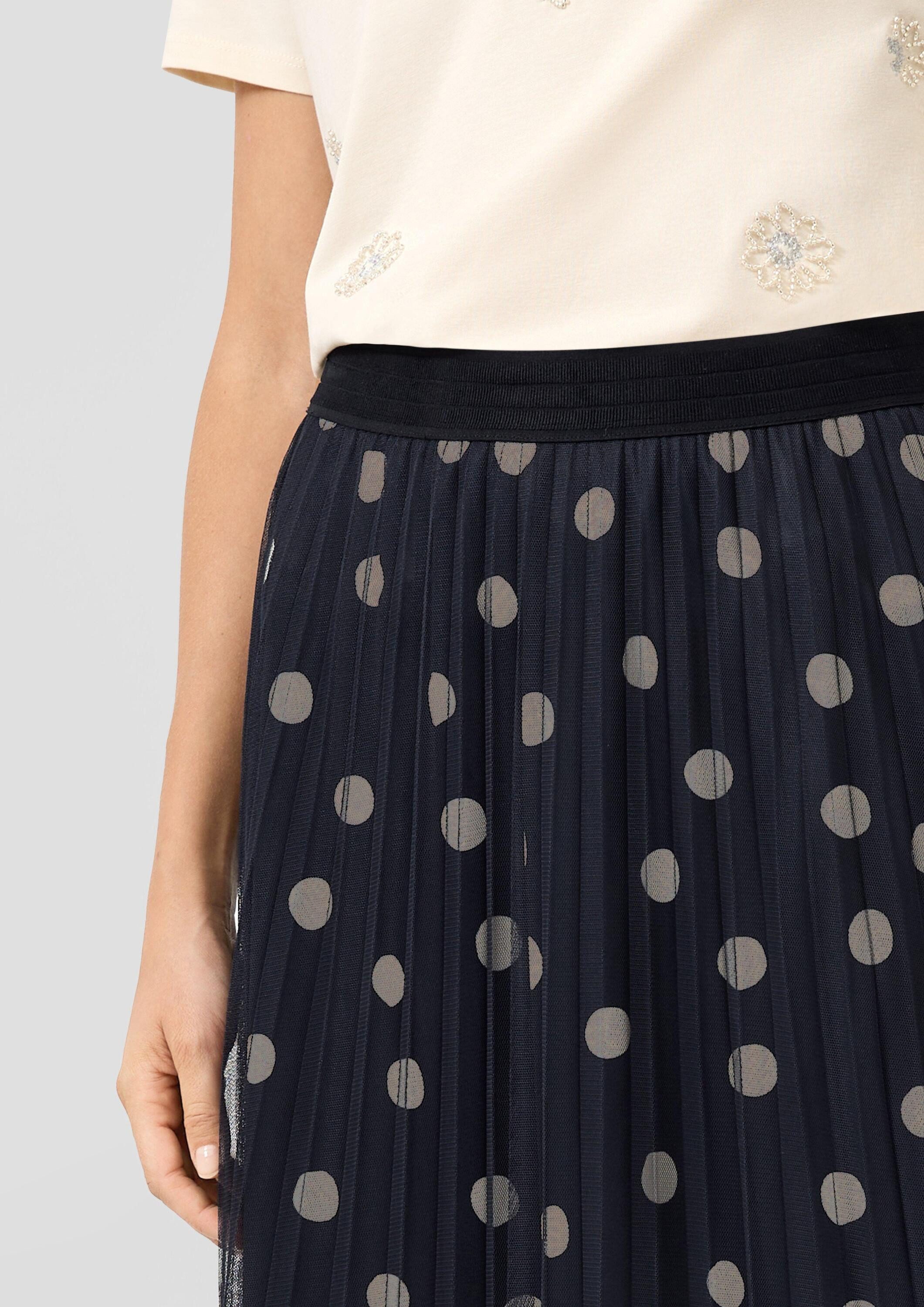 s.Oliver Midirock Rock Plissierter Midirock mit Polka Dots und Jerseyfutter