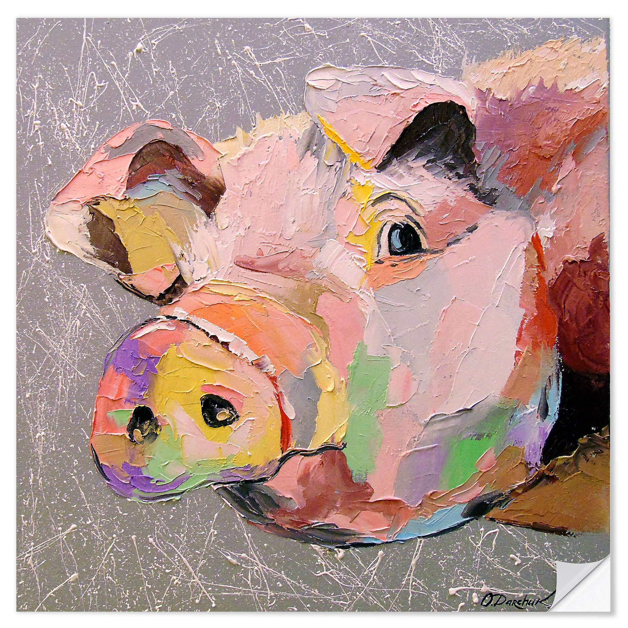Posterlounge Wandfolie Olha Darchuk, Schwein, Rustikal Malerei