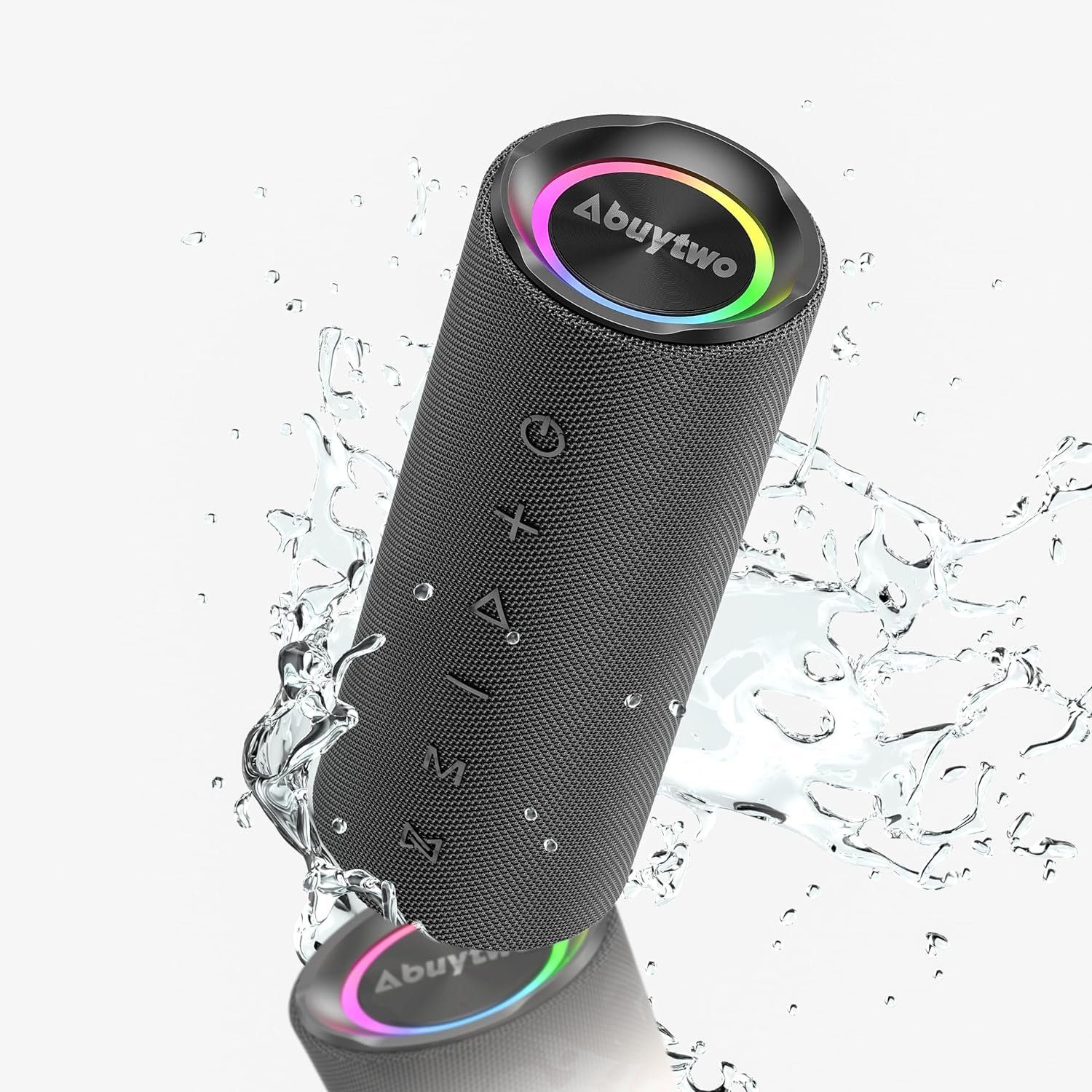 Abuytwo Stereo Wireless Lautsprecher (Bluetooth, Musikbox Bluetooth Lautsprecher - IPX7 Wasserdicht Tragbarer Mit Led)