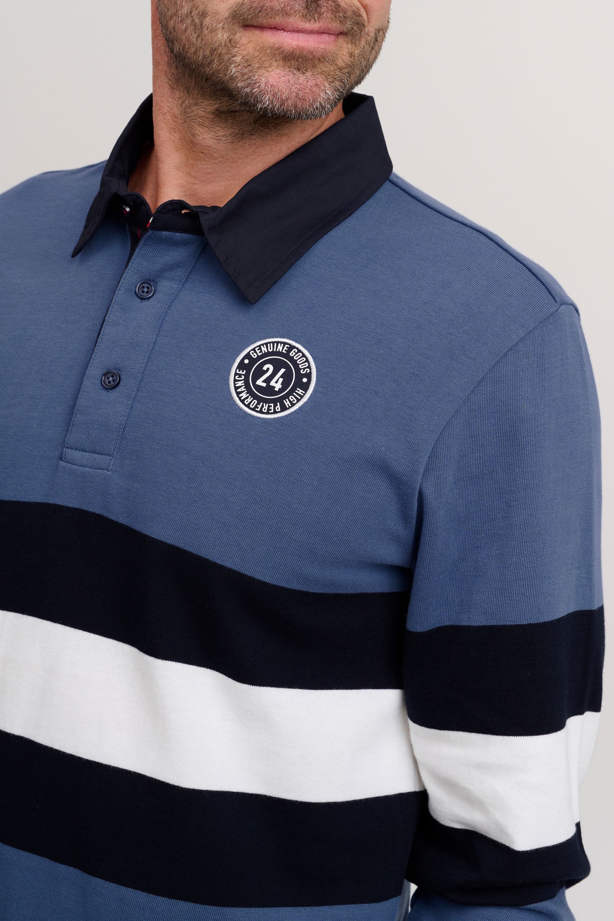 FQ1924 Langarm-Poloshirt FQMikkael Modisches Langarmshirt mit Streifen-Muster