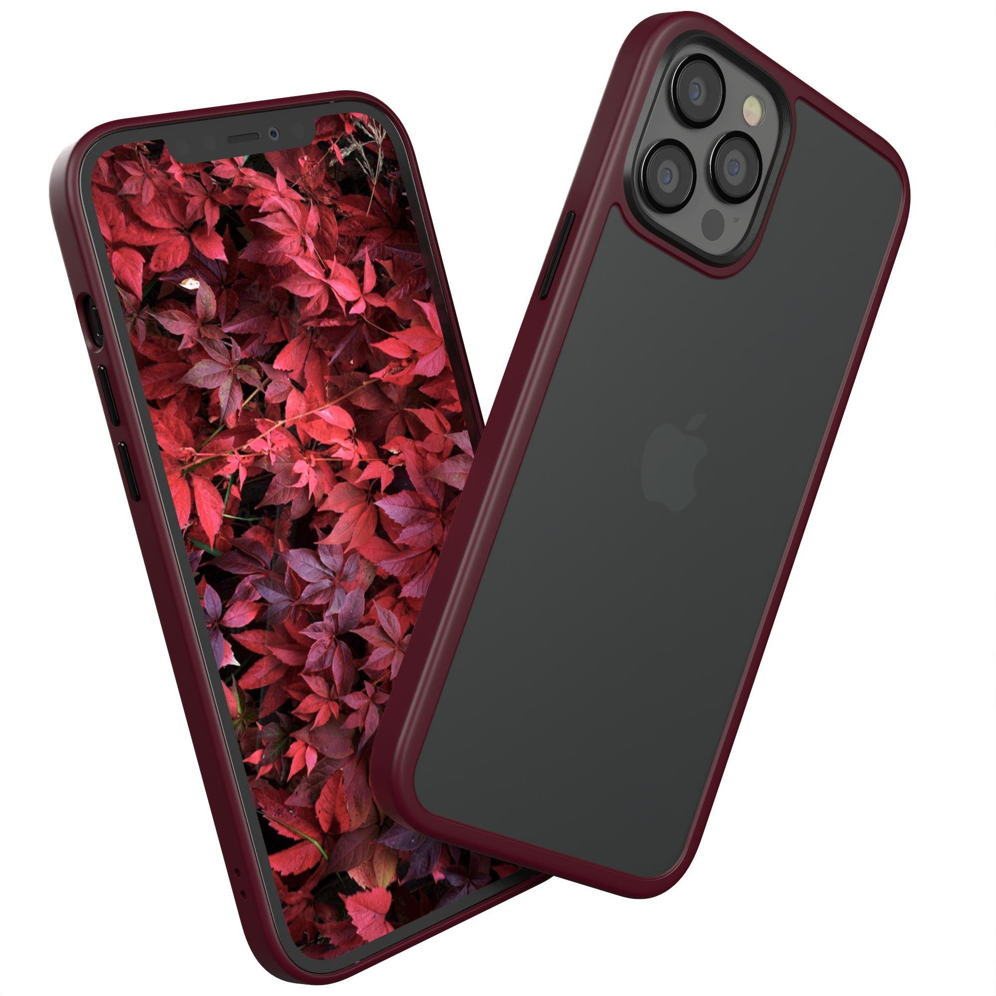 EAZY CASE Handyhülle Outdoor Case für Apple iPhone 12 Pro Max 6,7 Zoll, Schutzhülle mit Kameraschutz Handyhülle Dünn Transparent Dunkel Rot