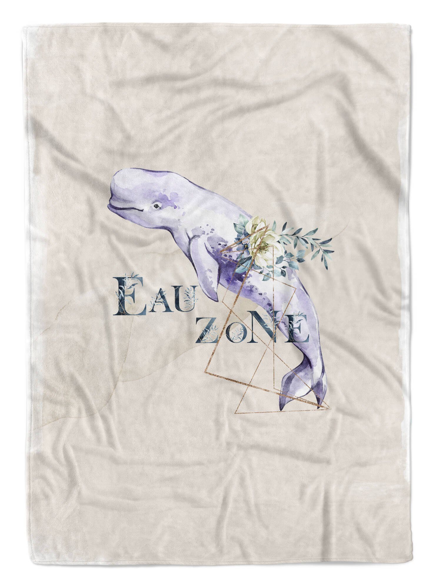 Art Ozean Kunstvoll Baumwolle-Polyester-Mix Saunatuch Sinus Kuscheldecke Handtücher Handtuch (1-St), Beluga Strandhandtuch Blüten Motiv, Handtuch