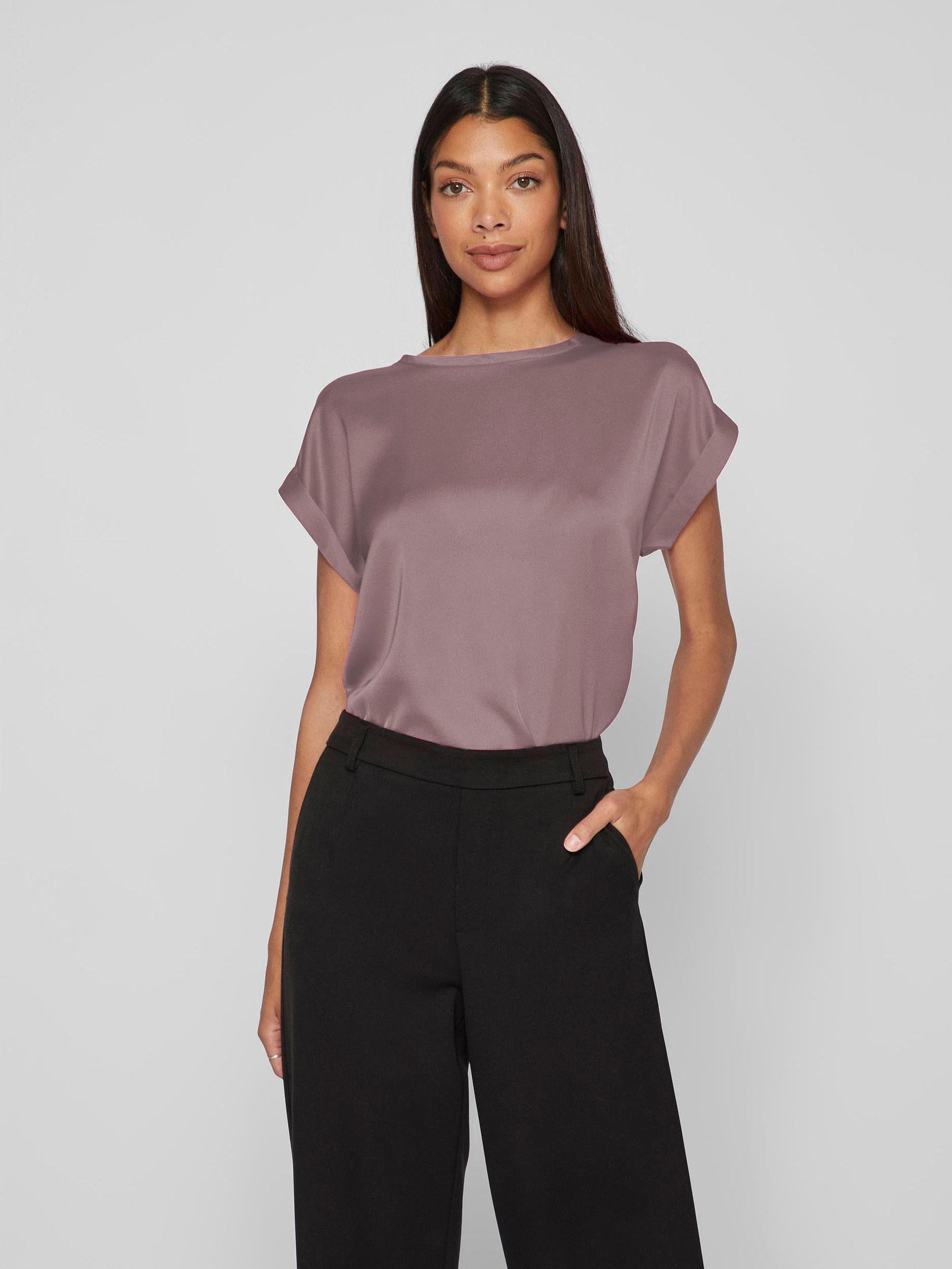 Vila T-Shirt Satin Blusen Kurzarm Basic günstig online kaufen