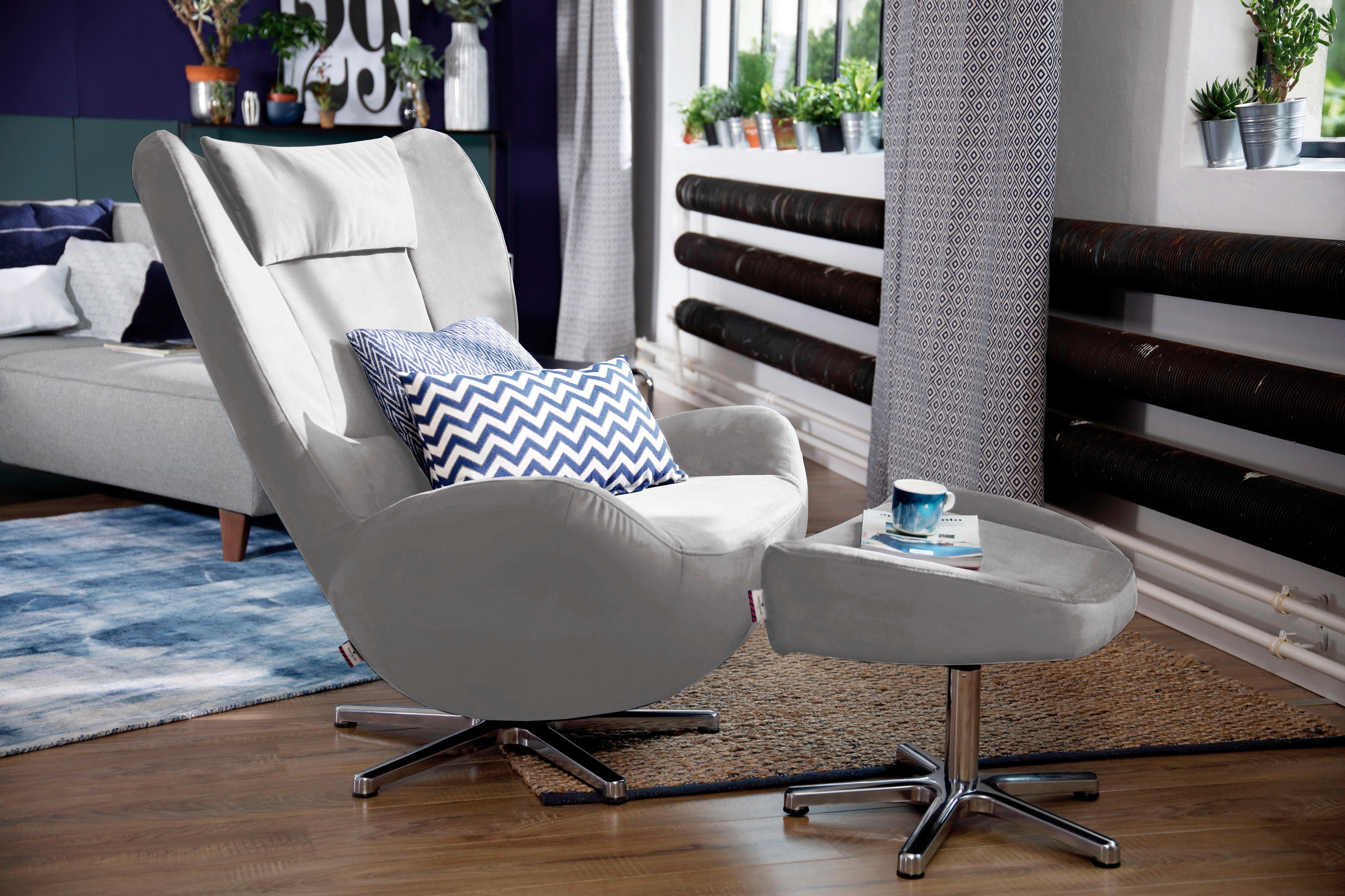 Loungesessel mit in TOM Schwarz HOME PURE, Metall-Drehfuß TAILOR TOM