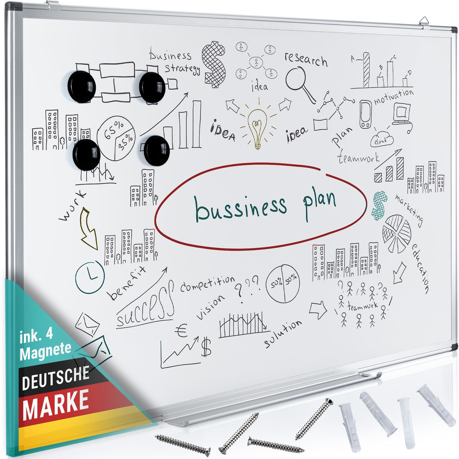 Goods+Gadgets Wandtafel Whiteboard Magnettafel 90 x 59 cm, (Magnetisch & Ab günstig online kaufen