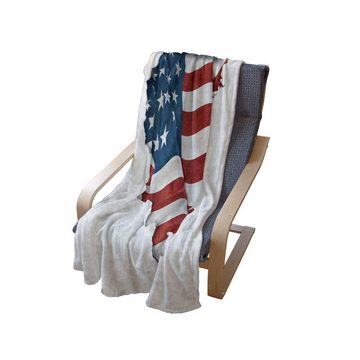 Wohndecke Gemütlicher Plüsch für den Innen- und Außenbereich, Abakuhaus, amerikanisch Patriotische USA-Flagge schwenkt