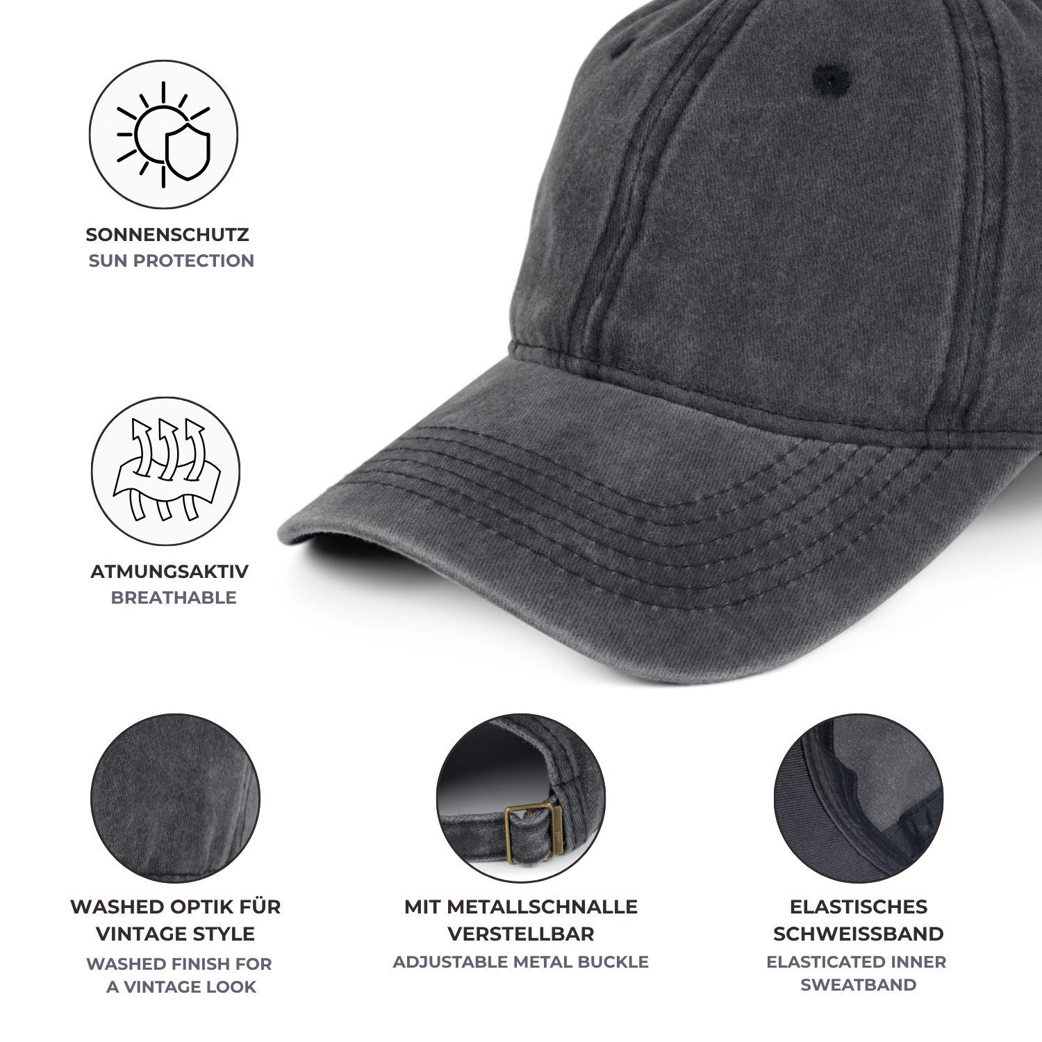styleBREAKER Baseball Cap Vintage Baseball Cap Washed Used Look (1-St)