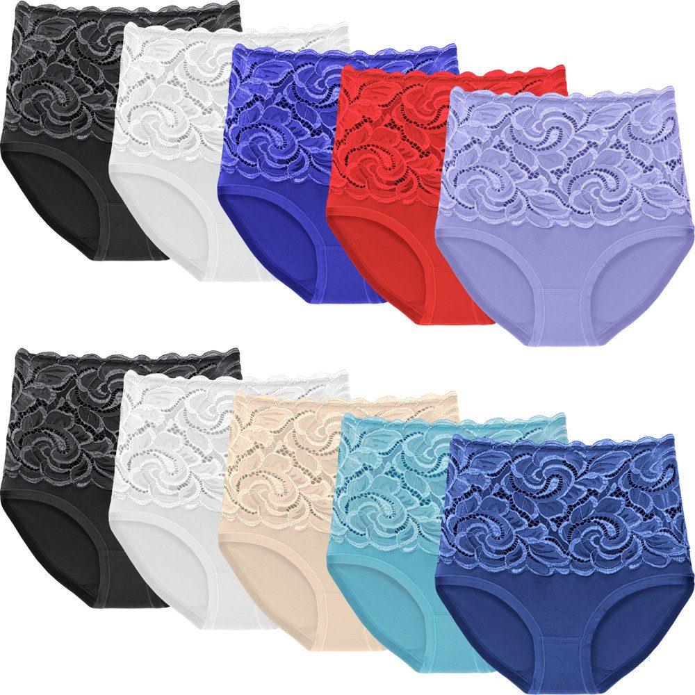 emeco Boxershorts 5er Damen Slips Unterhosen High Waist Baumwolle Hohe Taille 6009 XL