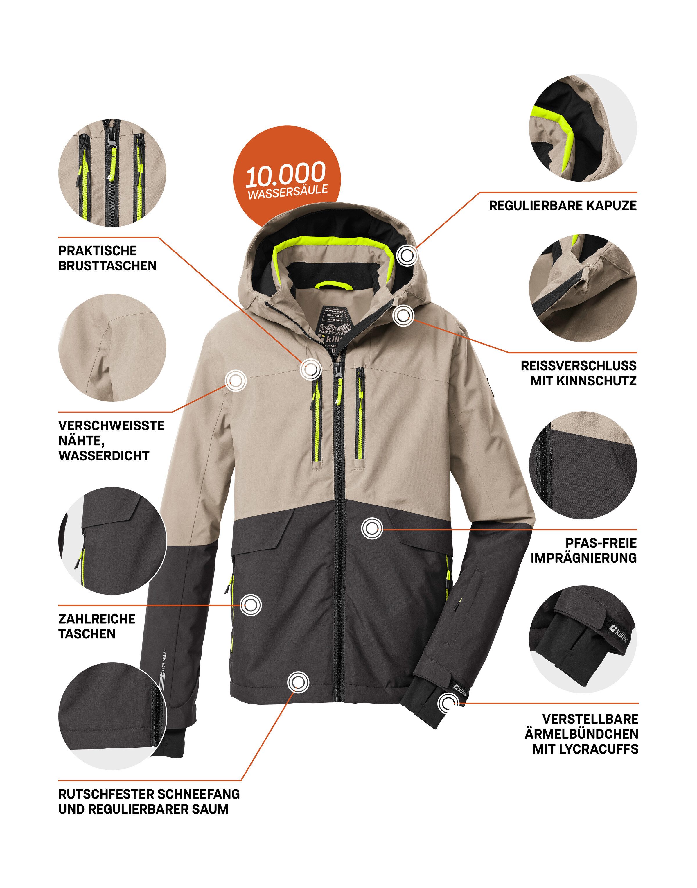 Killtec Skijacke KSW 201 BYS SKI JCKT Stylische, wasser- und winddichte Skijacke mit reflektierenden Details