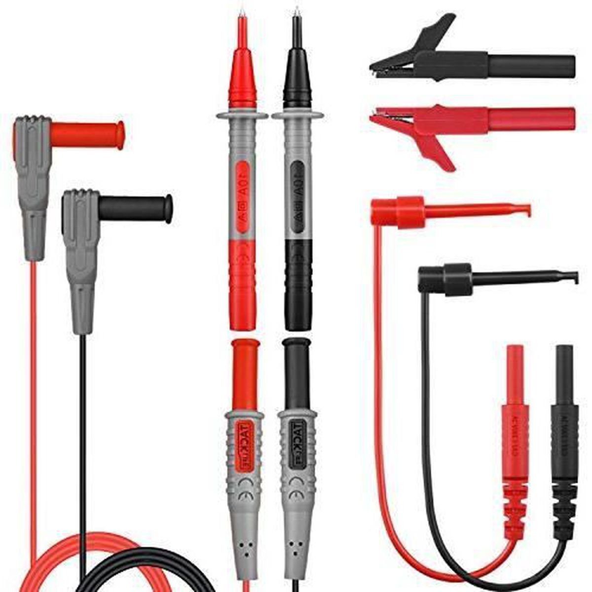 TACKLIFE Multimeter, 8tlg Messleitung Kit mit Verlängerung Messklemmen