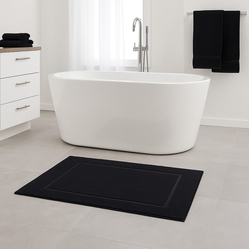 Betz Badematte 2 Stück Badvorleger Premium Badteppich Größe 50x70 cm, unbeschichtet, beidseitig nutzbar, beidseitig nutzbar, Baumwolle, Qualität 650g/m²