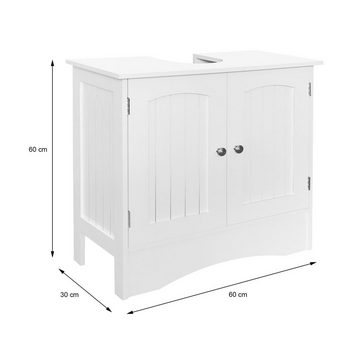 LuxeBath Waschbeckenunterschrank Badezimmer Unterschrank Badezimmerschrank Weiß 60x30x60cm 2 Türen Ablage viel Stauraum freistehend Landhausstil