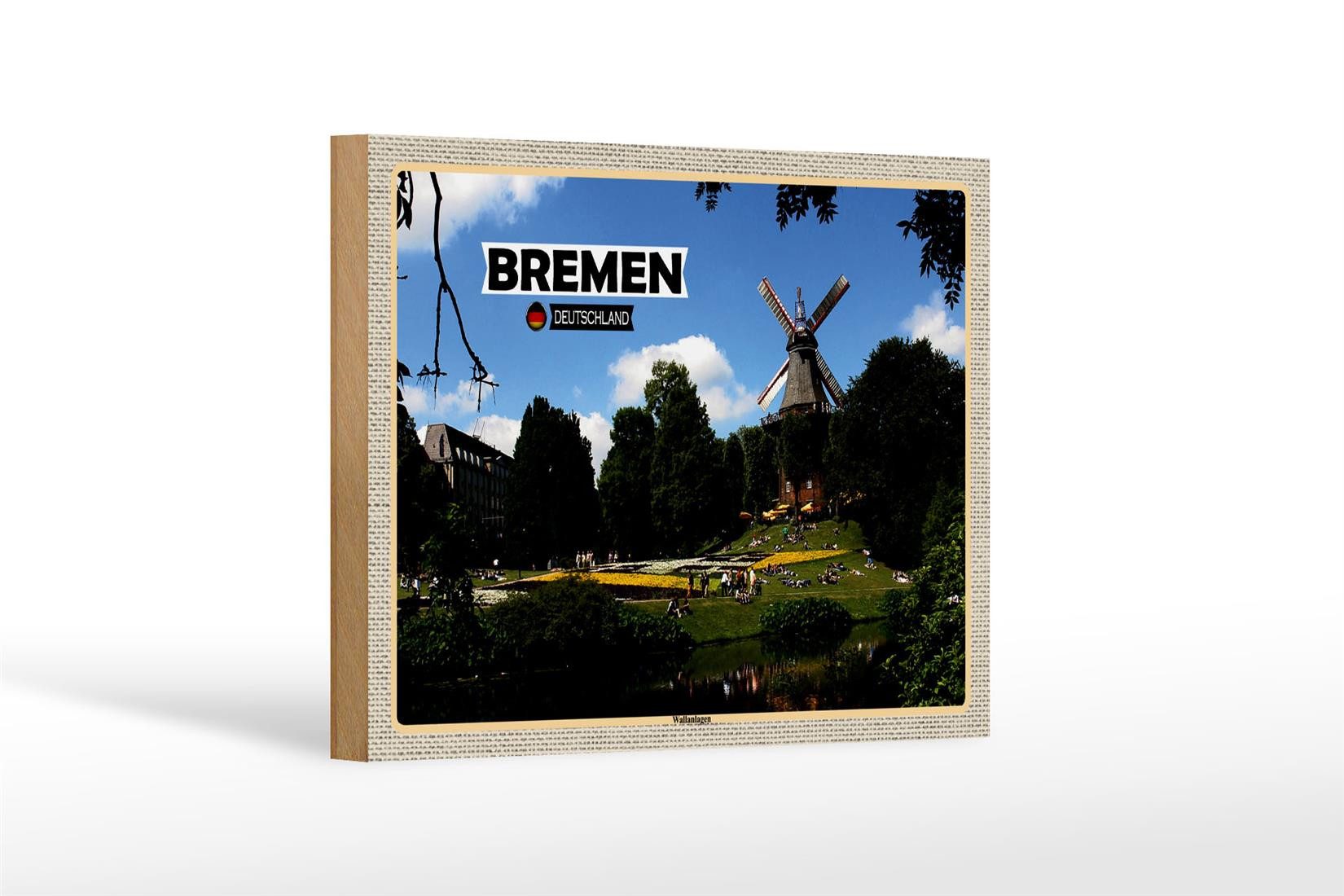 Femer GmbH Holzbild Städte Bremen Deutschland Überseestadt 18x12 cm, (1 St), Glatte Holzfaserplatte (MDF), vorn beschichtet