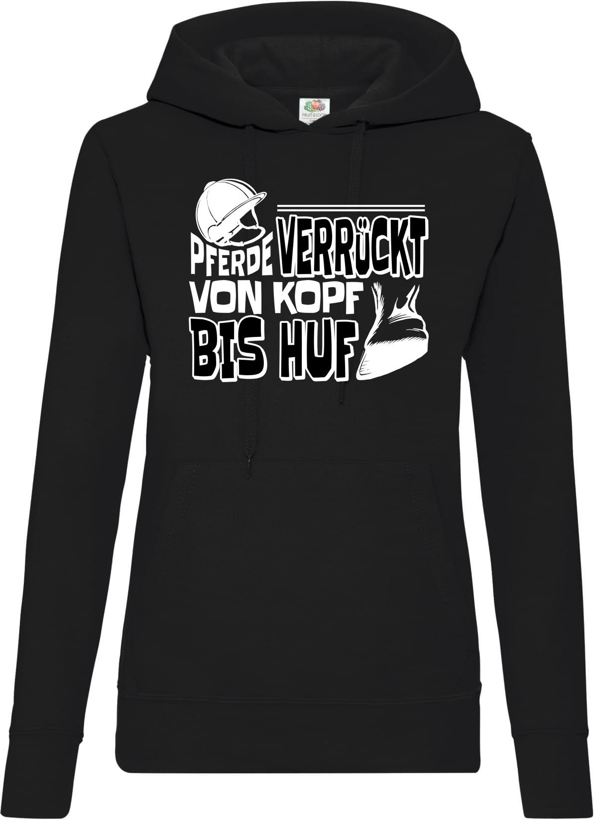 Youth Designz Kapuzenpullover "Pferde Verrückt Von Kopf Bis Huf" Damen Hoodie Pullover mit trendigem Frontprint