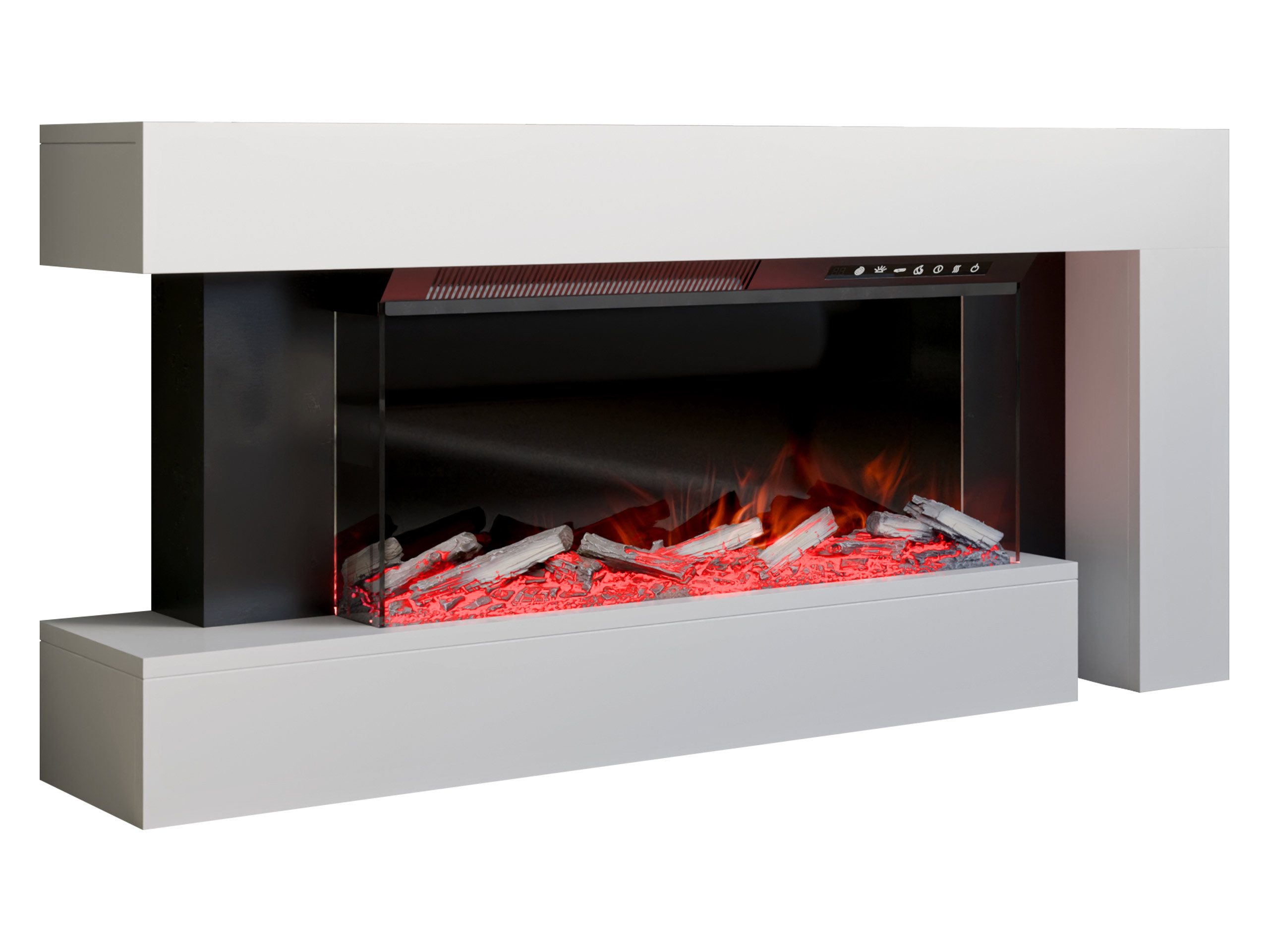 MIRJAN24 Kommode Haga (mit Kamin), Realistische LED-Flamme, Harzholz-Effekt