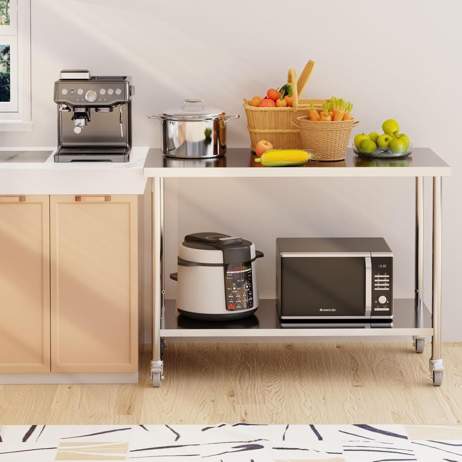 GarveeMore Arbeitstisch 2 Ebene Edelstahl Tisch, 36 x 24 x 35 Zoll, Arbeits günstig online kaufen