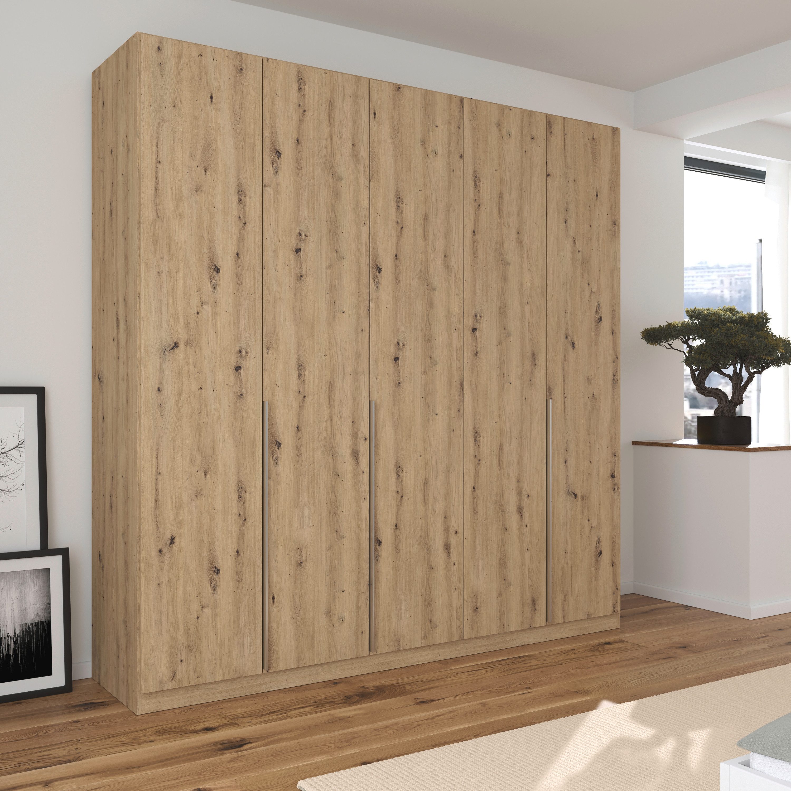 OTTO home Drehtürenschrank Kleiderschrank Schrank Garderobe AGORDO Schlafzimmer (in zwei Griff-Farben, Breiten 91-405 cm, Dekor- oder Hochglanzfront) durchdachte Innenausstattung, in 8 Breiten und 2 Höhen MADE IN GERMANY