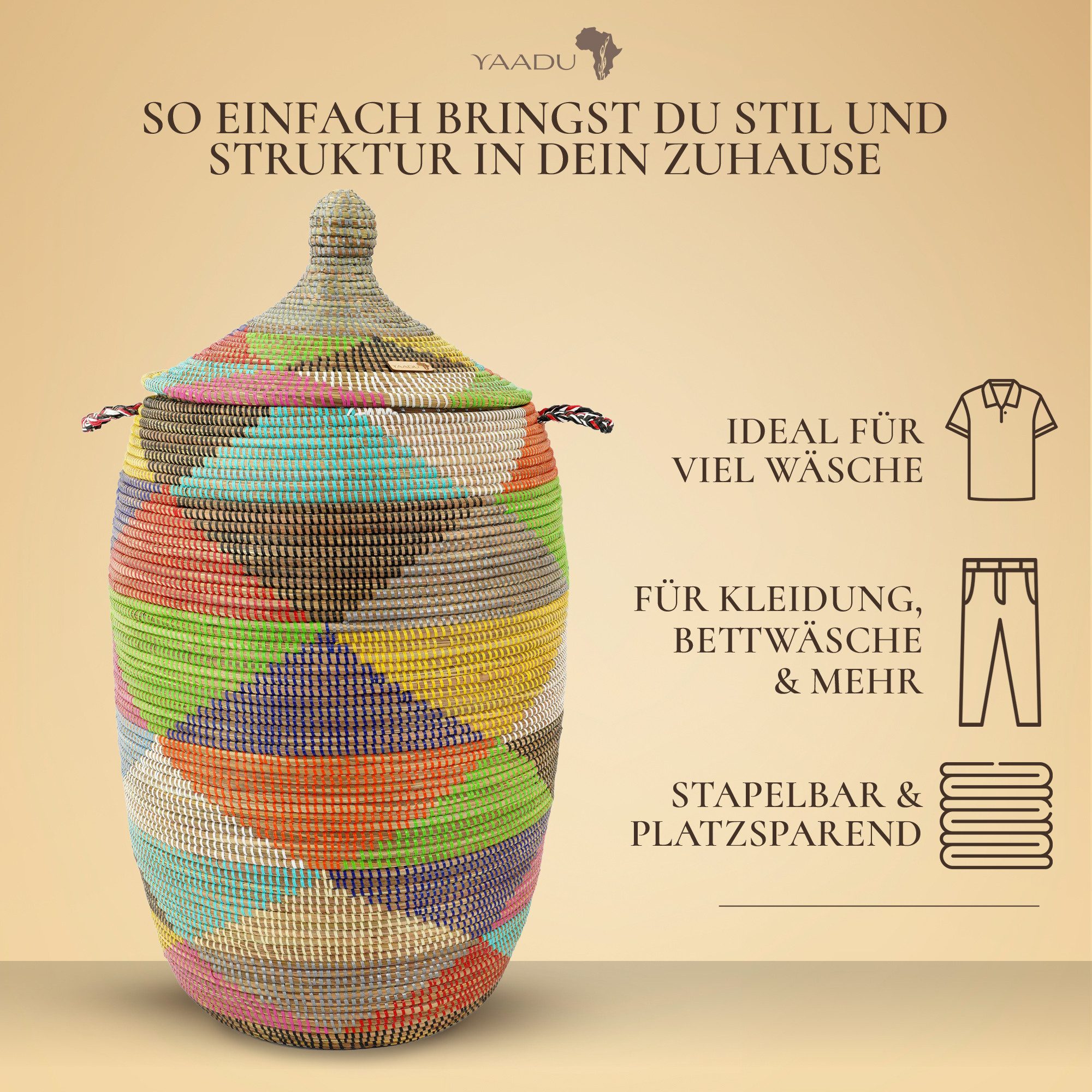 YAADU Wäschekorb mit Deckel 100L – günstig online kaufen