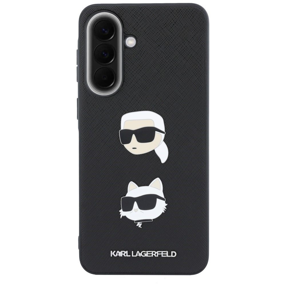 KARL LAGERFELD Handyhülle Galaxy A37 Kunstleder schwarz Logo Choupette Metall Pin 6,7 Zoll, Kantenschutz