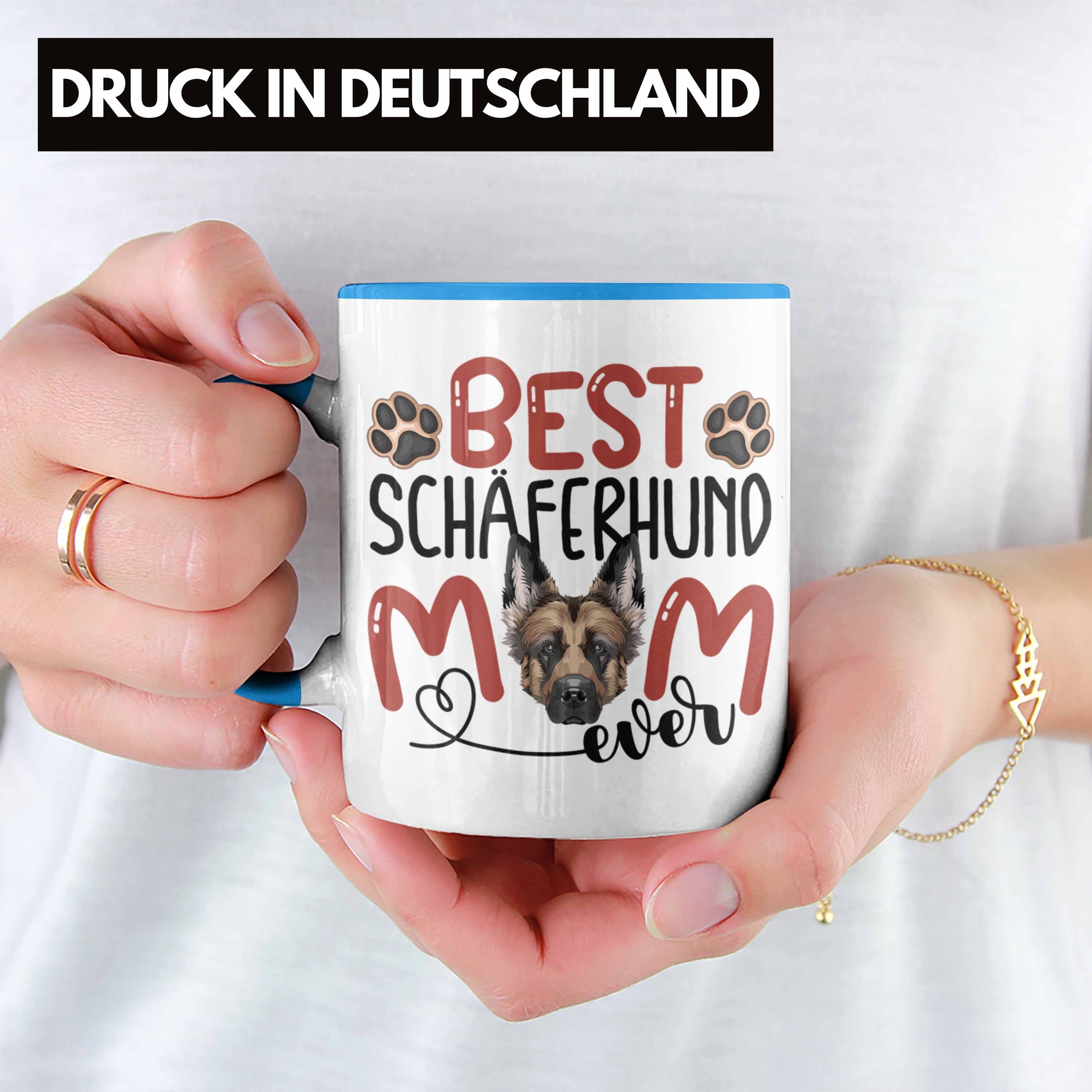 Geschenk Lustiger Mom Blau Tasse Schäferhund Trendation Besitzerin Spruch Tasse Geschenkidee