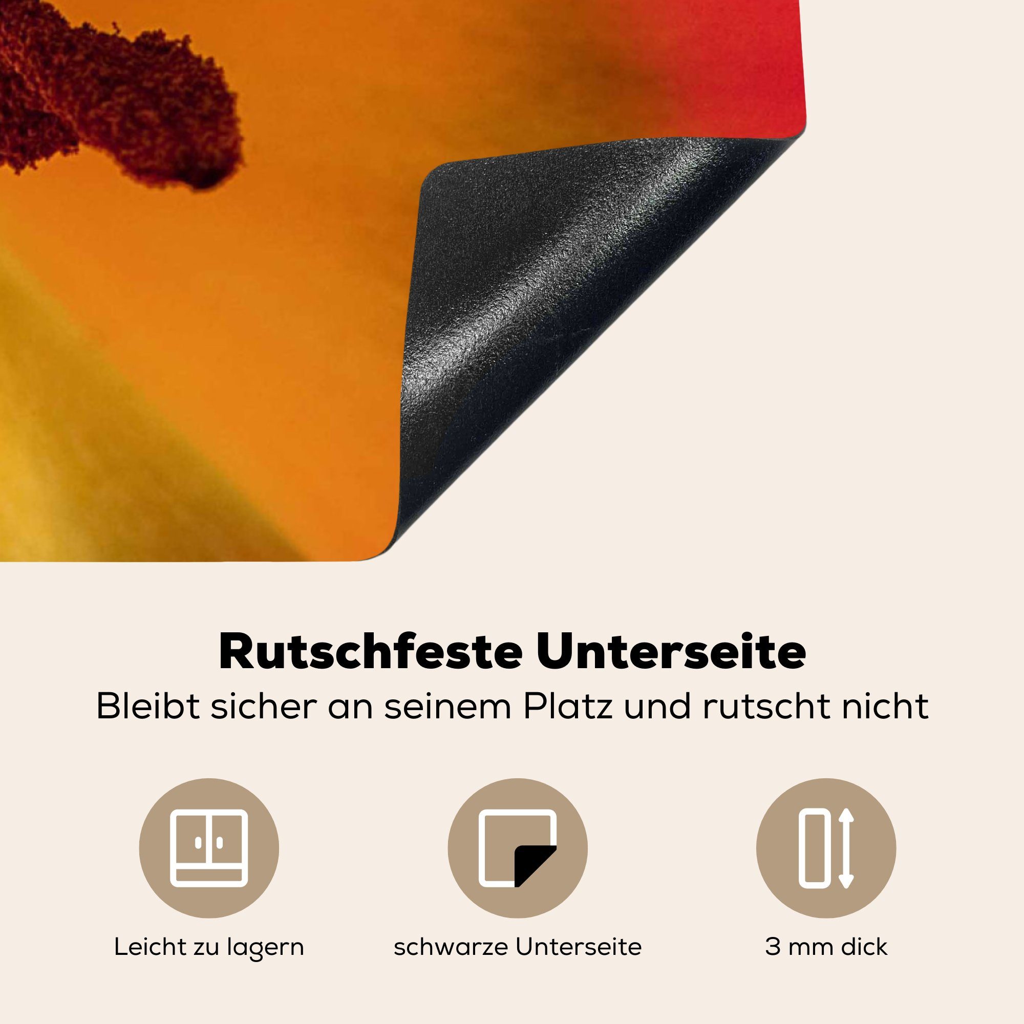 MuchoWow Stempel, Ceranfeldabdeckung, Eine dem Vinyl, küche 78x78 Nahaufnahme tlg), für Herdblende-/Abdeckplatte orangefarbenen cm, einer Tulpe (1 mit Arbeitsplatte