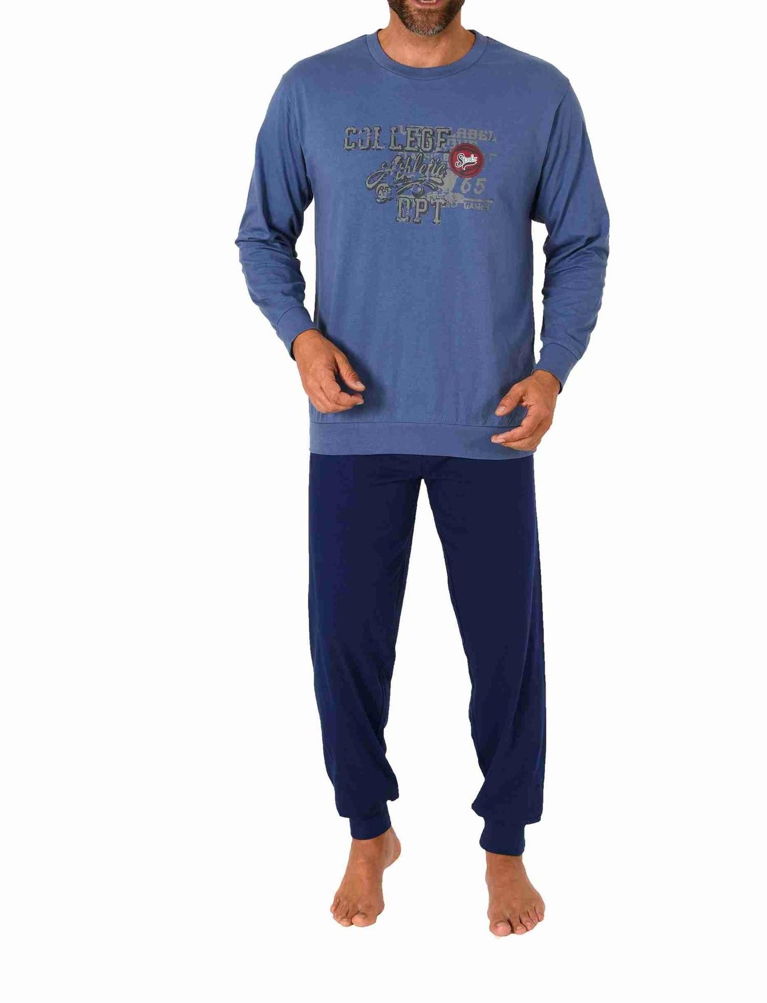 RELAX by Normann Pyjama Herren Schlafanzug langarm mit Bündchen und Frontprint - 212 10 906