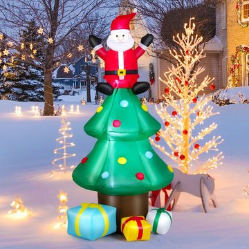 COSTWAY Weihnachtsfigur, LED Weihnachtsmann mit Geschenkboxen, aufblasbar