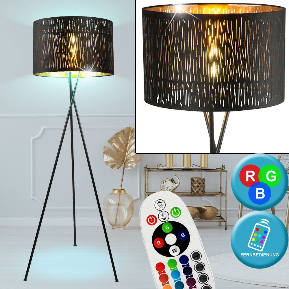 etc-shop LED Stehlampe, Leuchtmittel inklusive, Warmweiß, Farbwechsel, Steh Leuchte Wohnraum Lese Strahler Dekor Decken Fluter Lampe im Set