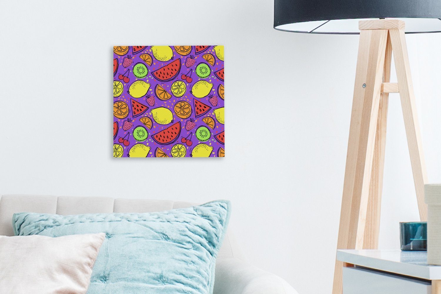OneMillionCanvasses® Leinwandbild Zitrone - Lila, (1 Leinwand für St), Wohnzimmer - Farben Bilder Schlafzimmer