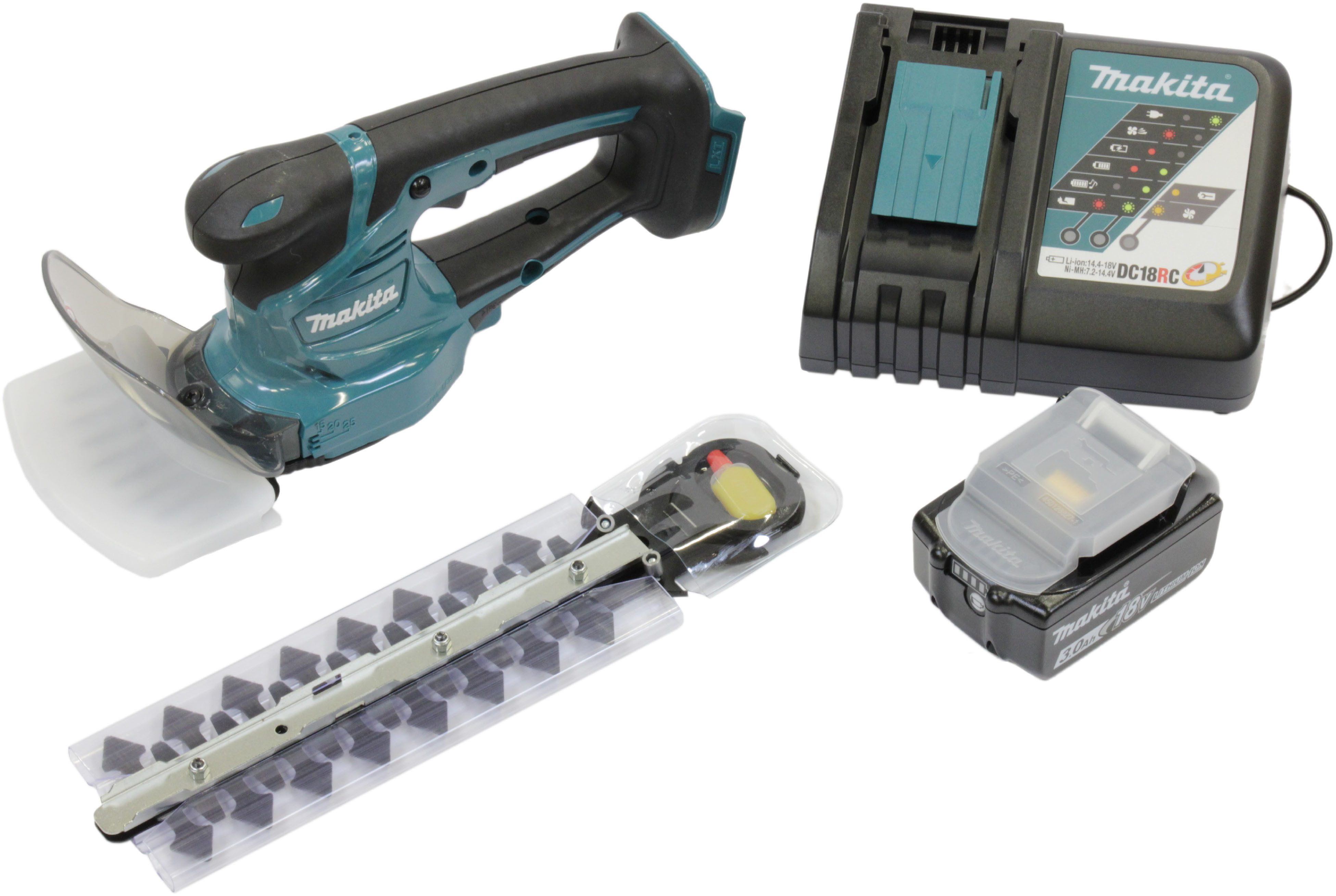 Makita Akku-Gras- und Strauchscherenset DUM111RFX, 18V, 2.500 min-1, 11/20 cm, Inkl. Akku und Ladegerät, wie DUM604RFX
