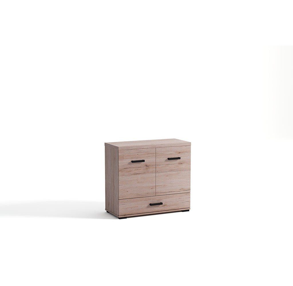 Masseno Kommode LIVORNO 90 cm Sideboard mit 1 Schubladen und 2 Türen Eichefarben