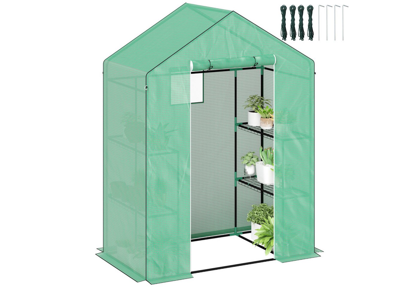Outsunny Foliengewächshaus mit Rolltür, Fenster, Regale, winterfest, aus Stahl, BxTxH: 143 x 74 x 190 cm, BxLxH: 74 x 143 x 190 cm, Gewächshaus 1-St., Folien Treibhaus, für Balkon, Garten, für Tomaten, Gemüse, Grün grün | Rabatt: 16% Outsunny Foliengewächshaus mit Rolltür, Fenster, Regale, winterfest, aus Stahl, BxTxH: 143 x 74 x 190 cm, BxLxH: 74 x 143 x 190 cm, Gewächshaus 1-St., Folien Treibhaus, für Balkon, Garten, für Tomaten, Gemüse, Grün grün | Rabatt: 16%