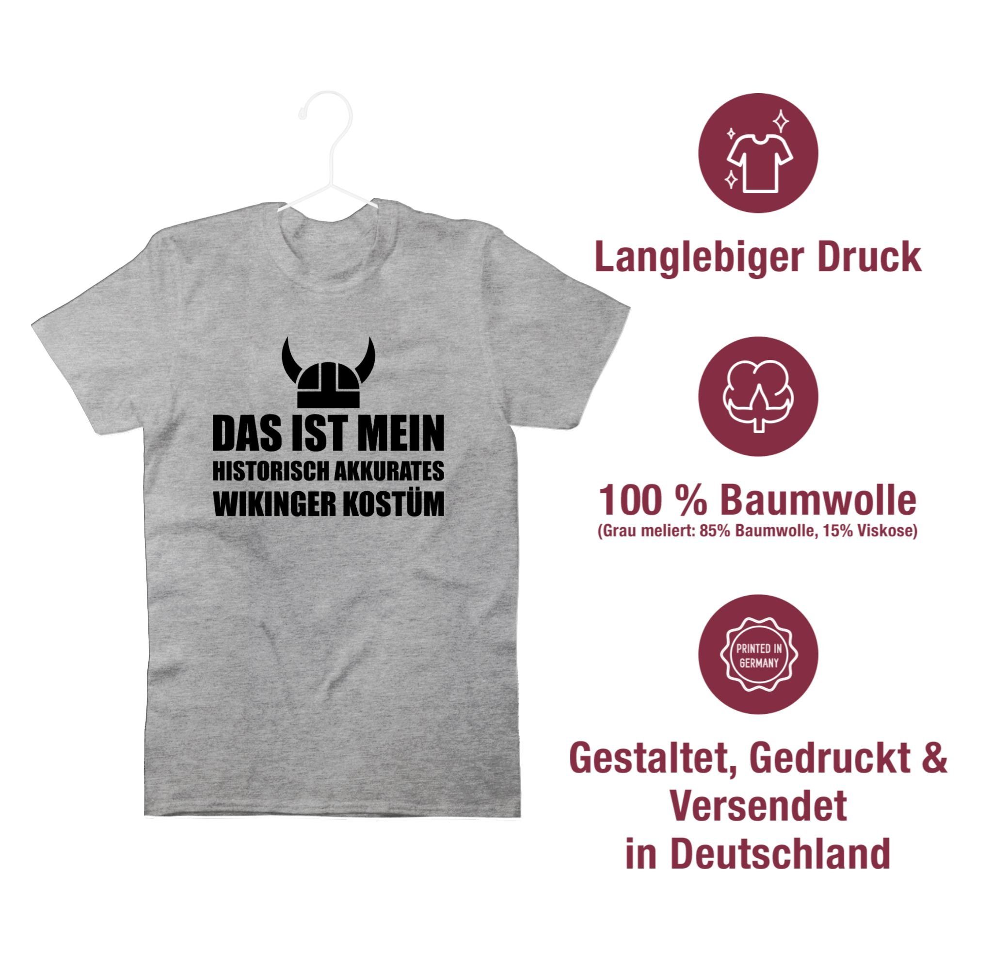 Wikinger Grau Historisch mein - Karneval Shirtracer Das Outfit T-Shirt ist schwarz Akkurates 3 meliert Kostüm