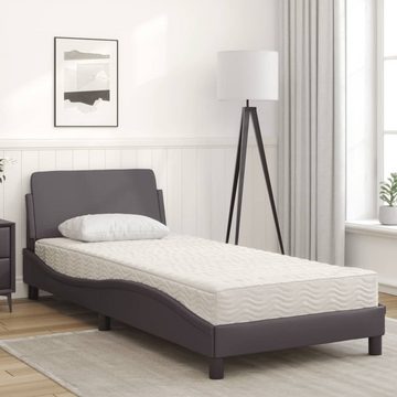 vidaXL Bett Bett mit Matratze Grau 90x200 cm Kunstleder