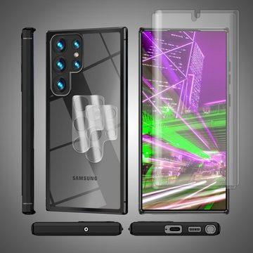 Nalia Smartphone-Hülle Samsung Galaxy S23 Ultra, Klare Harte Hybrid Hülle / 2x Display- & Kameraschutz / Schutzrahmen